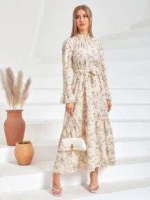 Mulvari Váy Ả Rập Viên lá sen Hoa Giải trí - Màu be - Xem 3