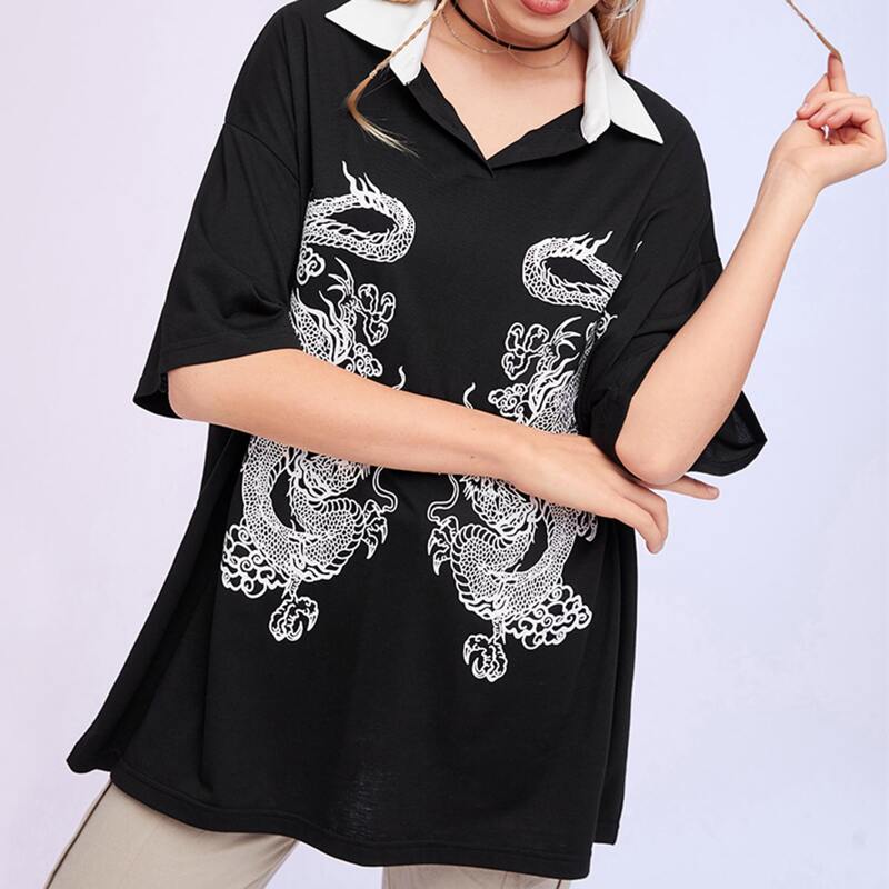 

Chinese Dragon Oversized Tee, Black