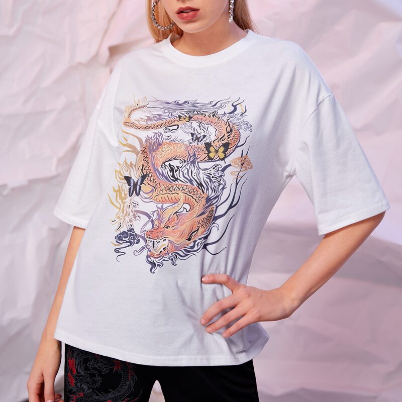

Guys Chinese Dragon Graphic Tee, White