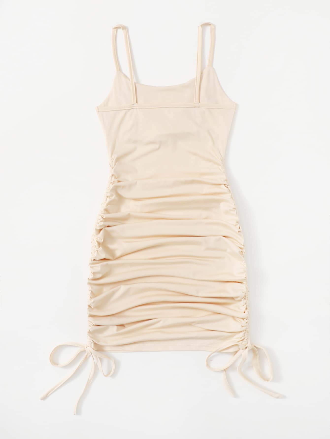 Our Solid Drawstring Ruched Bodycon Dress is such a vibe - ROMWE