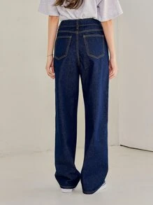 DAZY Contrast Topstitching Boyfriend Jeans - Dark Wash - View 7