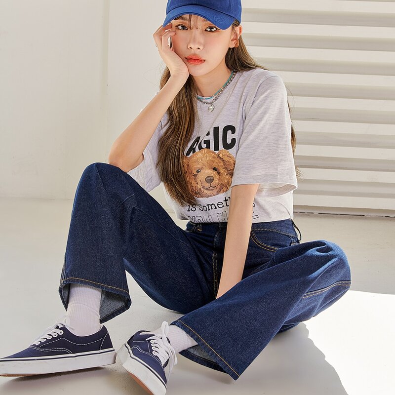 

Contrast Topstitching Boyfriend Jeans, Dark wash