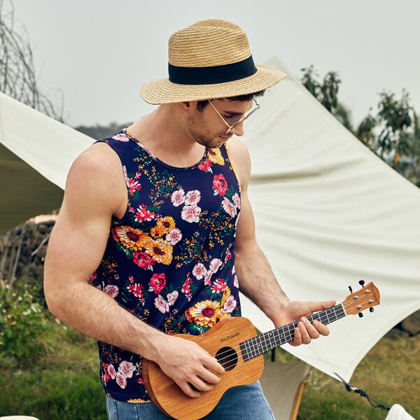 

Men Floral Print Tank Top, Multicolor