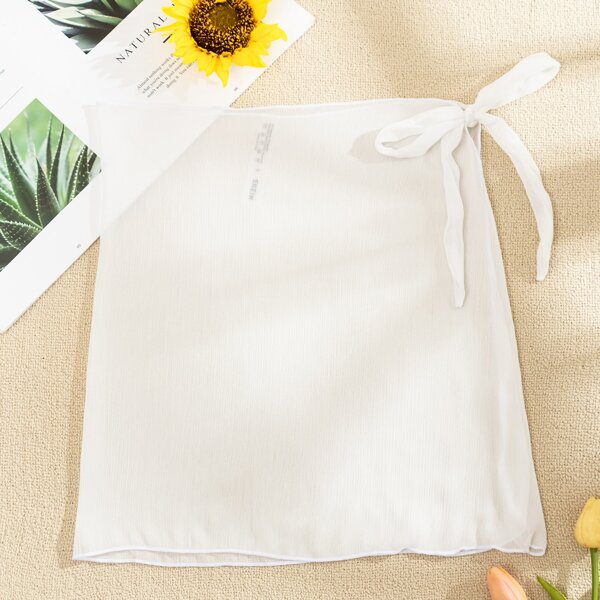 

Chiffon Tie Side Cover Up Skirt, White