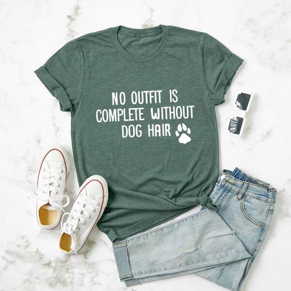 

Plus Paw & Slogan Graphic Tee, Green