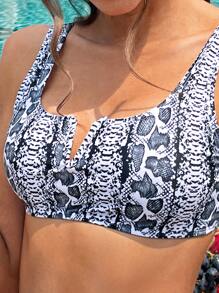 Snakeskin Print V Wired Bikini Set - Multicolor - View 3