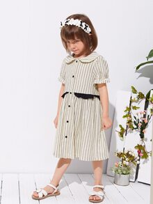 SHEIN Đầm bé gái Xù Sọc Dễ thương - Màu be - Xem 3