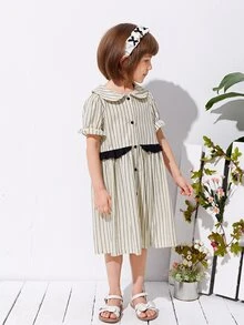 SHEIN Đầm bé gái Xù Sọc Dễ thương - Màu be - Xem 5