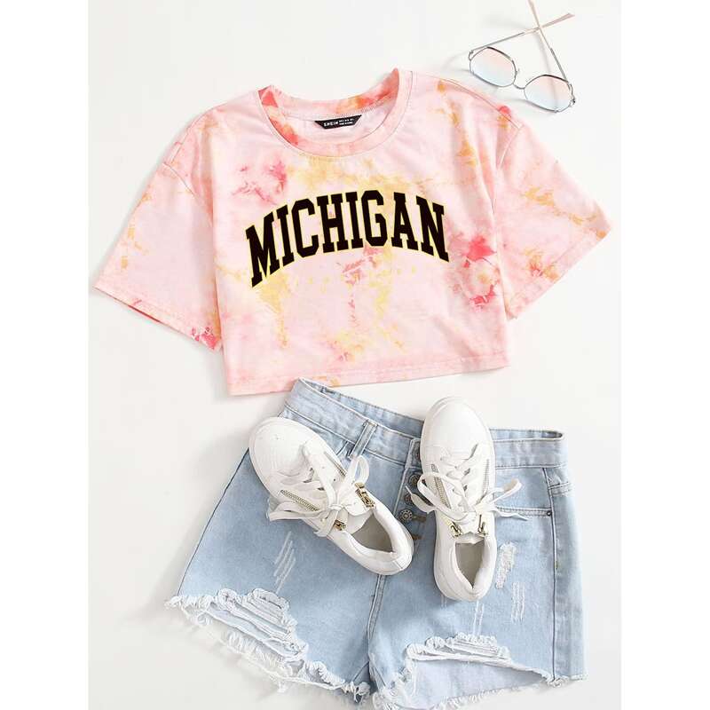 

Letter Graphic Crop Tee, Multicolor