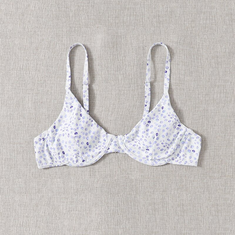 

Allover Print Underwire Bikini Top, Purple