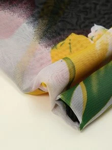 EMERY ROSE Pañuelo con estampado de flor - Negro - Ver 3