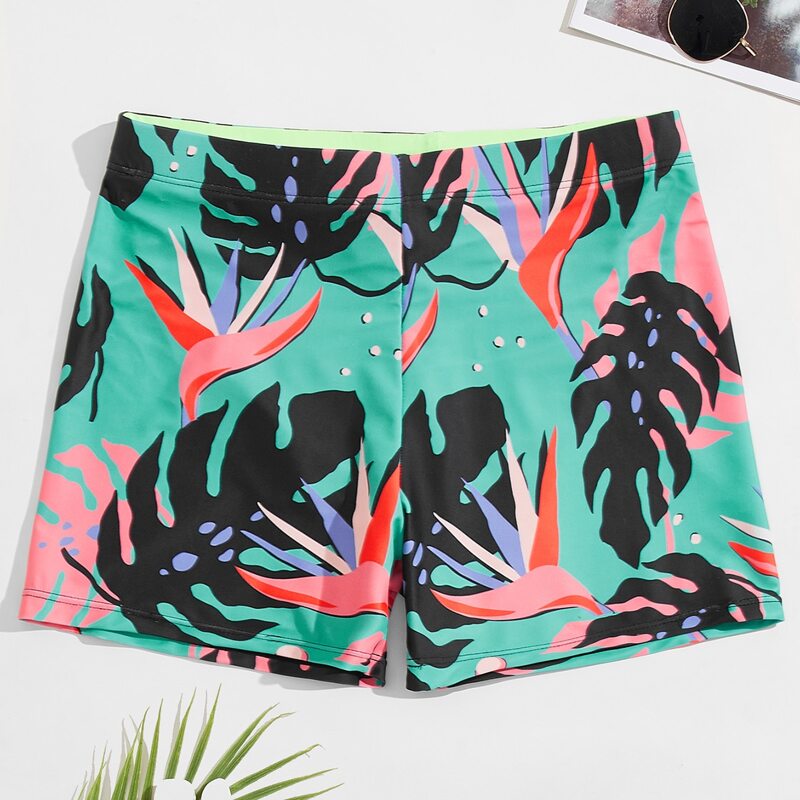 

Guys Tropical Print Swim Trunks, Multicolor
