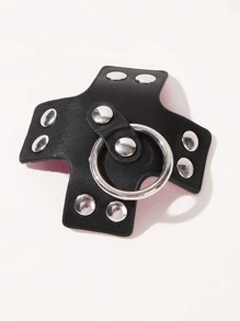 1pair Goth PU Studded Nipple Cover For Rave - Black - View 3