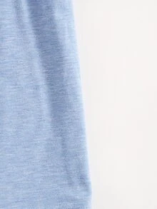 SHEIN 女孩荷葉邊袖拼接緹花蕾絲細節T恤 - 淺藍色 - 查看 3