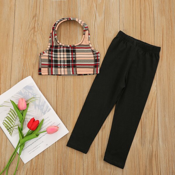 

Toddler Girls Plaid Halter Top & Leggings, Black