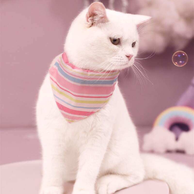 

Striped Pattern Pet Bandana, Pink