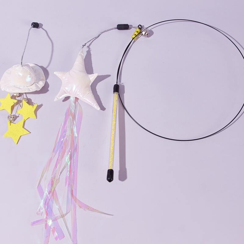 

3pcs Star Cat Teaser Stick Set, Multicolor