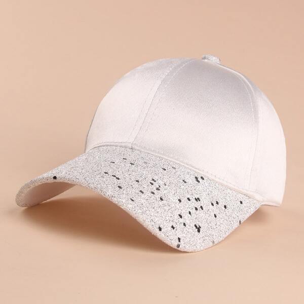 

Toddler Girls Glitter Baseball Cap, White
