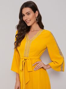 Al Najma 織帶細節腰帶連衣裙