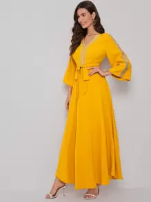 Al Najma 織帶細節腰帶連衣裙