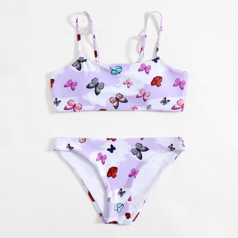 

Butterfly Print Bikini Swimsuit, Multicolor