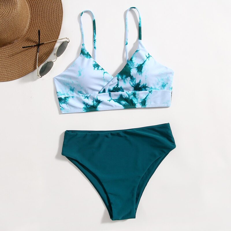 

Tie Dye Print Bikini Swimsuit, Green