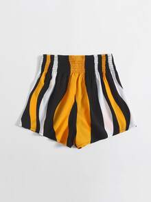 SHEIN Shirred Waist Striped Shorts - Multicolor - View 2