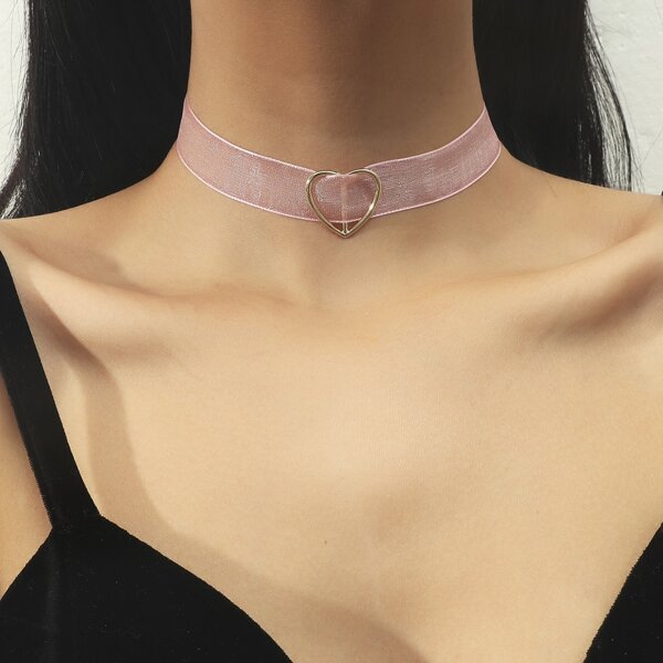 

Heart Decor Choker, Pink