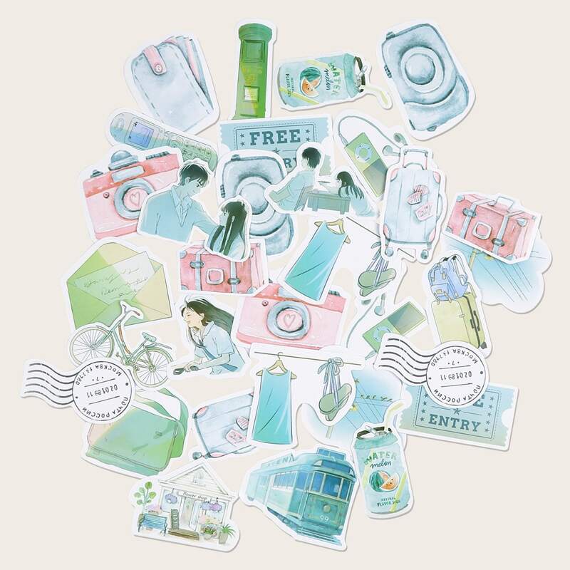 

46pcs Mixed Pattern Sticker, Multicolor
