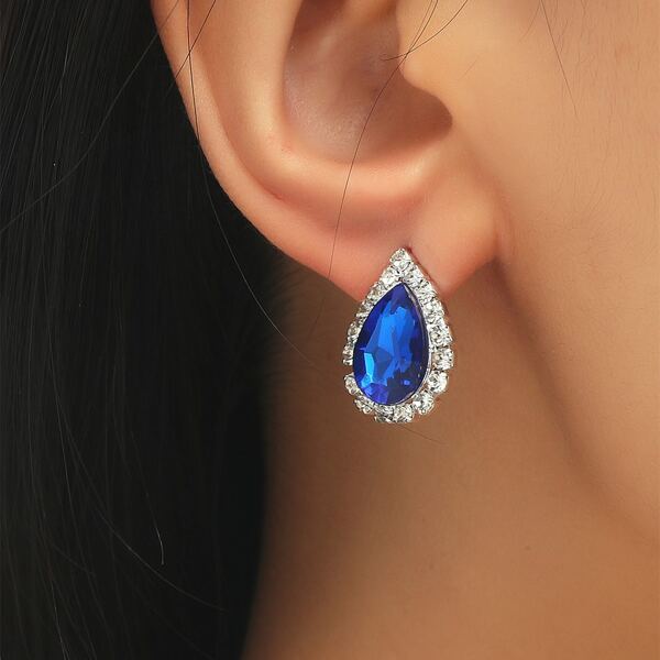 

Water-drop Gemstone Earrings, Royal blue