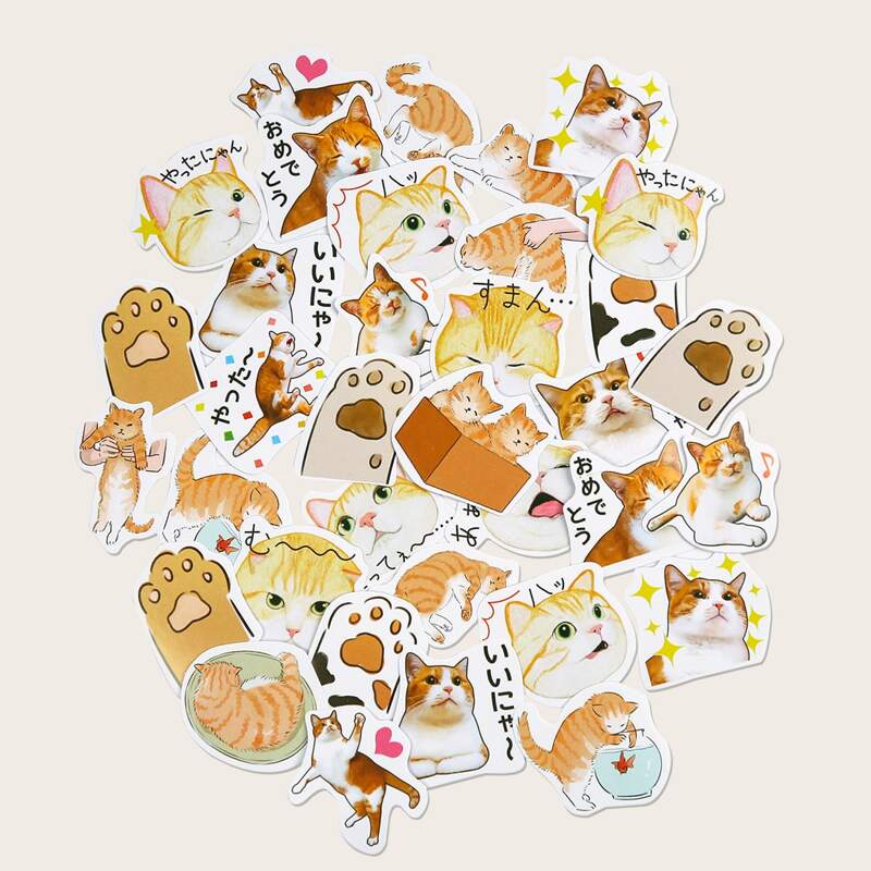 

46pcs Cat Pattern Sticker, Multicolor