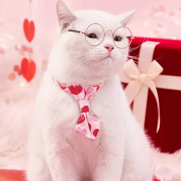 

Heart Print Pet Tie, Pink