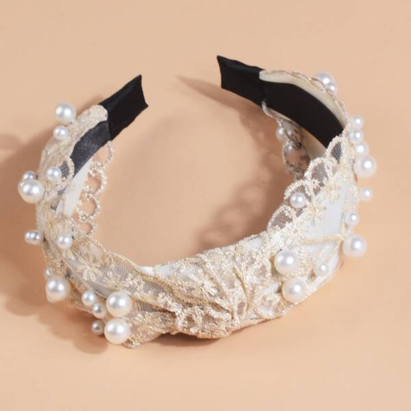 

Toddler Girls Faux Pearl Decor Headband, Beige
