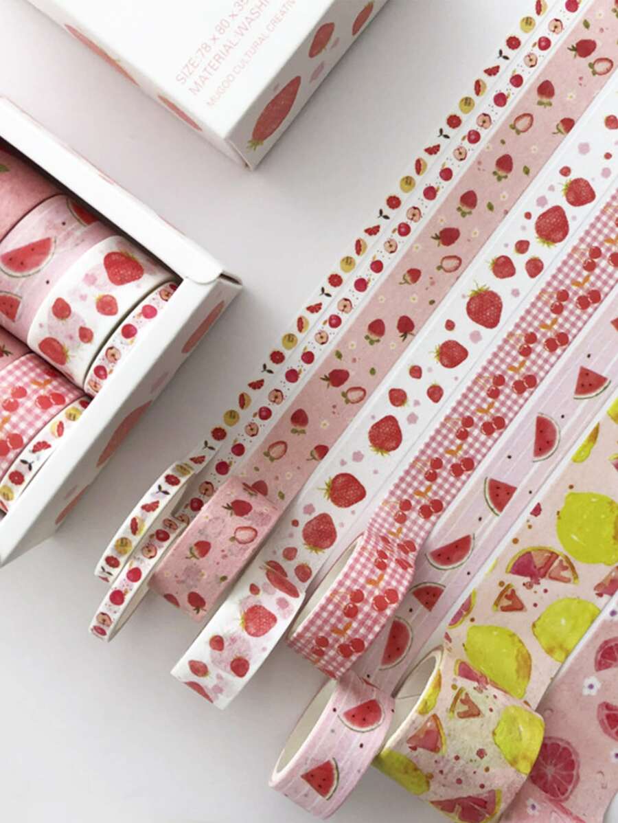 8入组套可愛和紙裝飾膠帶套裝DIY工藝品裝飾粘合劑禮品包裝剪貼簿用品子彈日記本規劃師派對裝飾品 - 彩色 - 查看 1