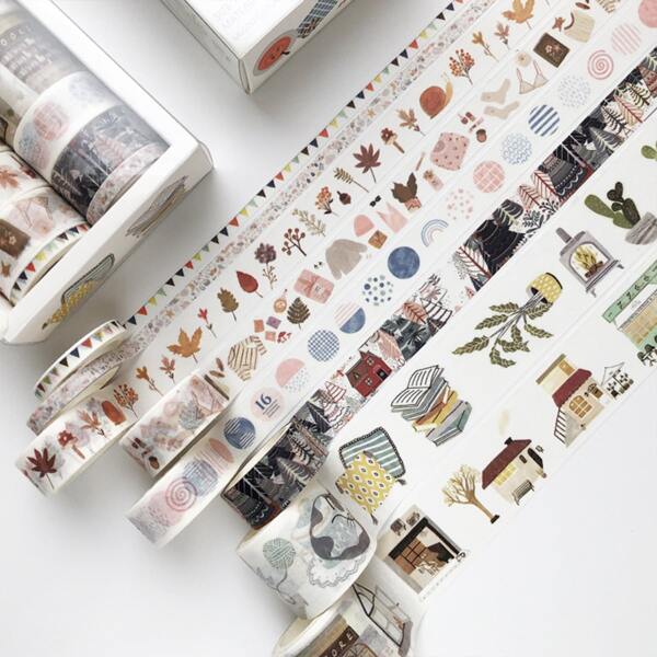 

8rolls Mixed Pattern Random Decorative Tape, Multicolor