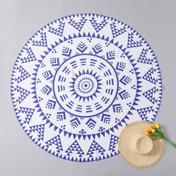 

Geometric Print Beach Blanket, Blue