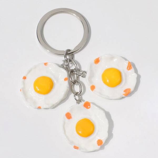 

Fried Egg Shaped Keychain, Multicolor