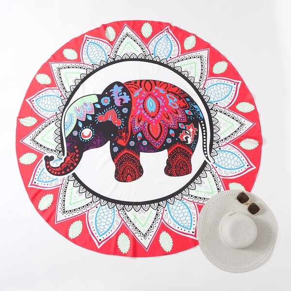

Elephant Print Beach Blanket, Multicolor
