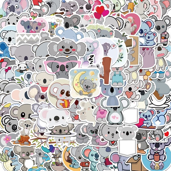 

100pcs Koala Pattern Sticker, Multicolor