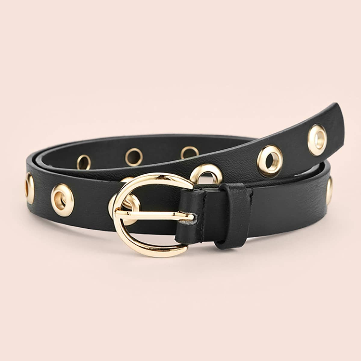 

Grommet Buckle Belt, Black