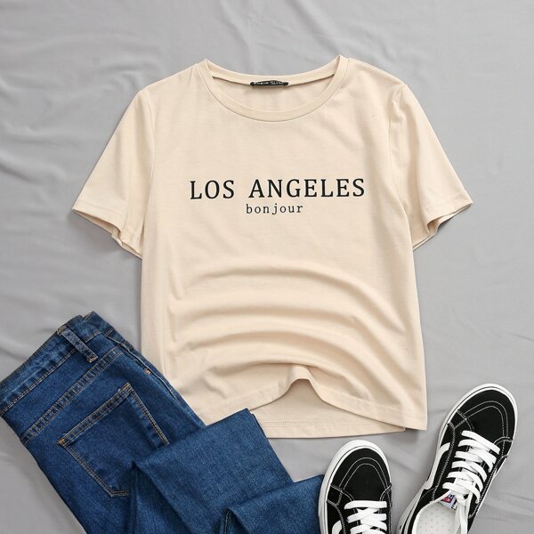 

Letter Graphic Tee, Beige