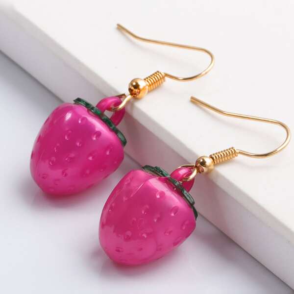 

Fruit Decor Drop Earrings, Hot pink