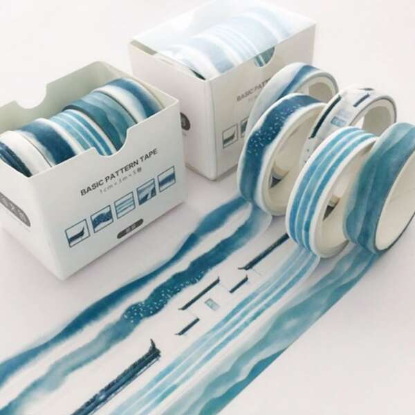 

5rolls Mixed Pattern Decorative Tape, Multicolor