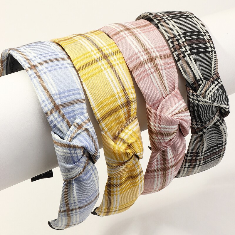 

4pcs Plaid Hair Hoop, Multicolor