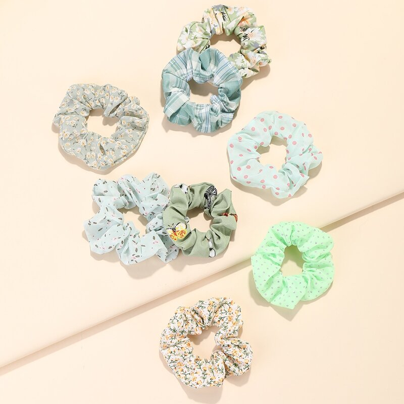 

8pcs Graphic Scrunchies, Multicolor