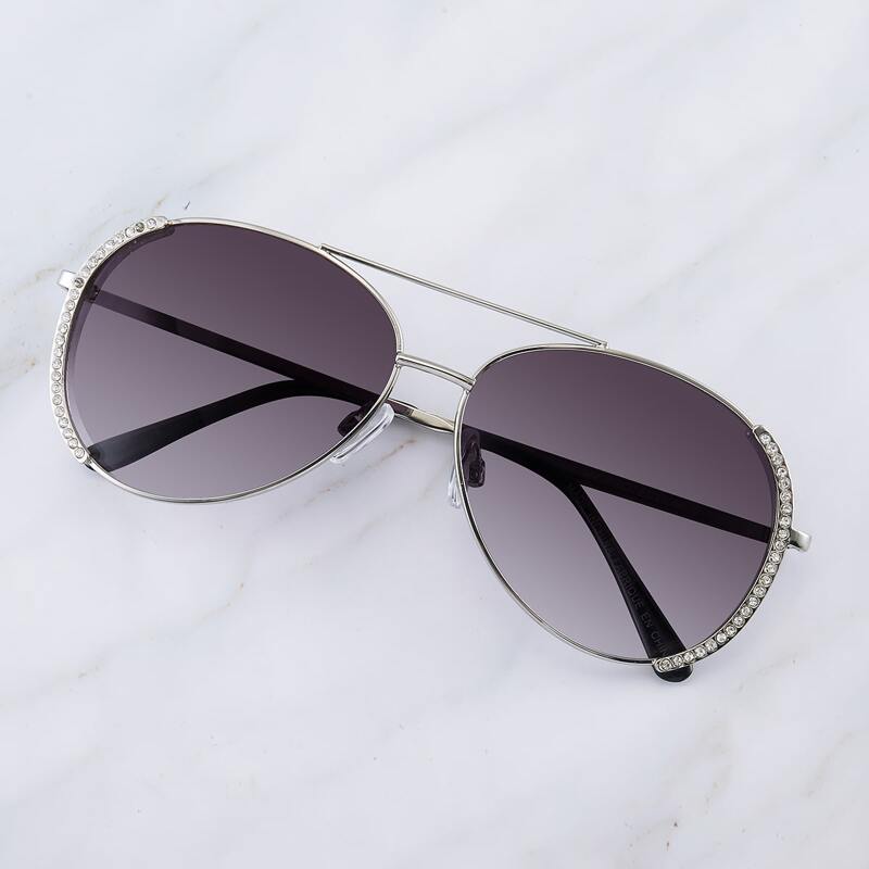 

Rhinestone Decor Metal Frame Sunglasses