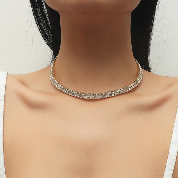 

Rhinestone Decor Necklace, Gold