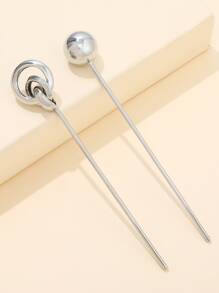 2 cái ghim tóc kim loại - Bạc - Xem 1