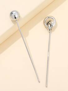 2 cái ghim tóc kim loại - Bạc - Xem 2