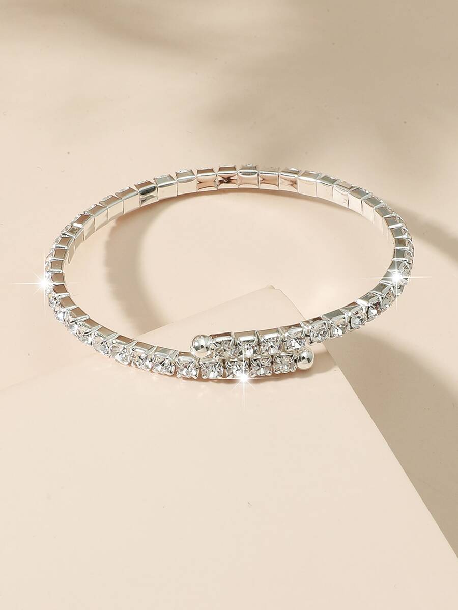 水鑽裝飾手鐲 - 銀色 - 查看 1